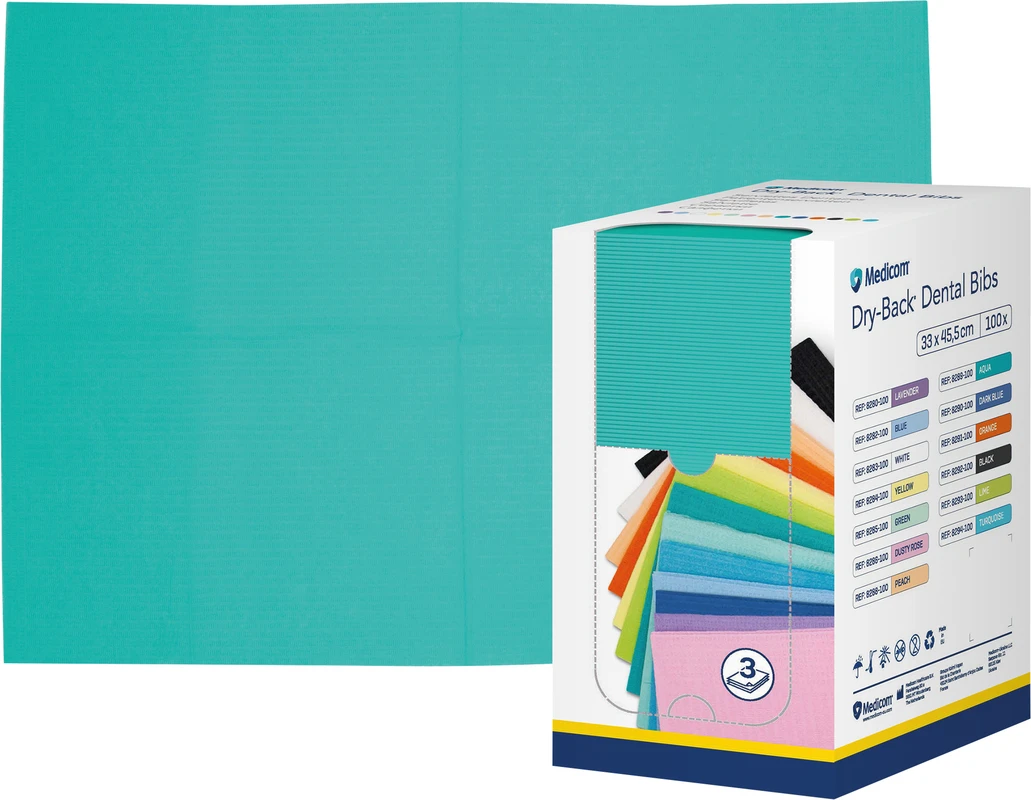 Medicom® Dry-Back® Patientenservietten Karton 100 Stück türkis, 33 x 45,5 cm