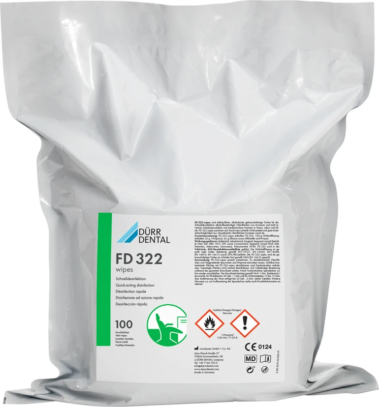 FD 322 wipes Flächen-Desinfektion Nachfüllpackung 4 x 100 Stück FD 322 wipes Flächen-Desinfektion Dürr Dental