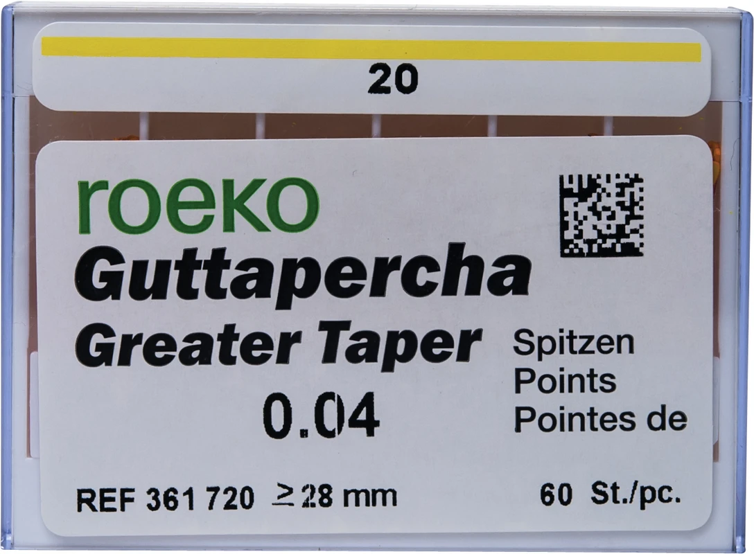 Guttapercha Greater Taper Packung 60 Stück Taper.04 ISO 020