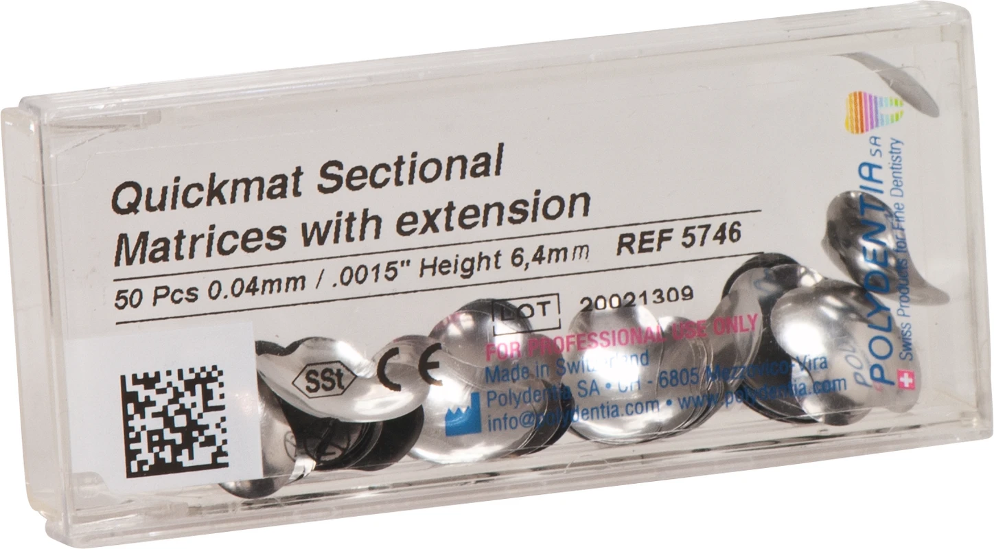 Quickmat DELUXE Nachfüllpackung 50 Teilmatrizen Stärke 0,04 mm, bombiert, mit Ausdehnung, Molar