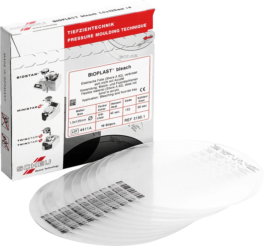 BIOPLAST® bleach Packung 10 Stück Ø 125 mm, Stärke 1 mm
