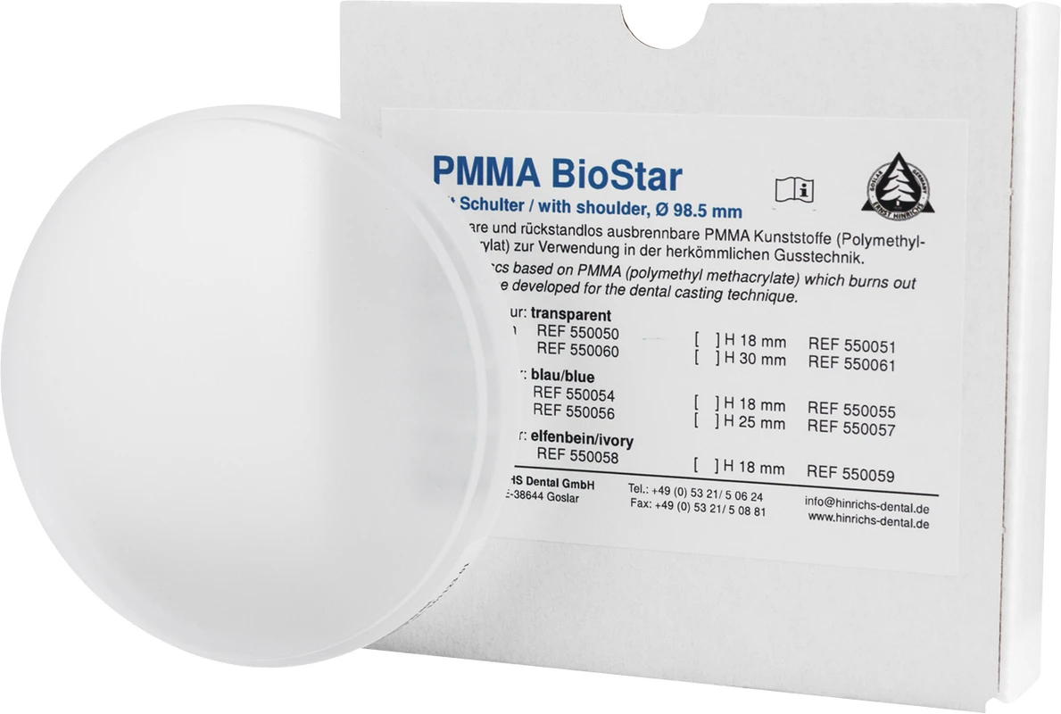 PMMA BioStar Stück Ø 98,5 mm, H 18 mm, transparent