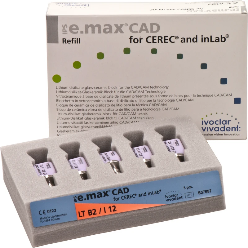 IPS e.max CAD for CEREC/inLab Packung 5 Stück Gr. I12, B2 LT