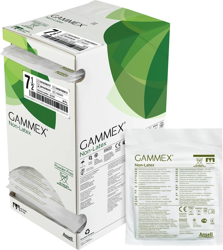 Gammex® Non-Latex Packung 50 Paar puderfrei, grün, Größe 7,5