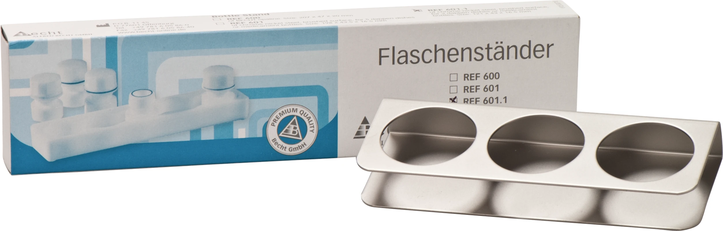 Flaschenständer aus Chromnickelstahl Stück für 3 Gläser Flaschenständer aus Chromnickelstahl Becht