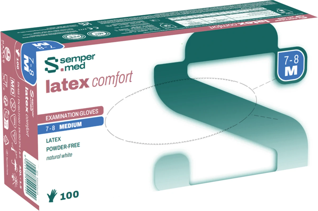 Sempermed® Latex comfort Packung 100 Stück naturweiß, puderfrei, M