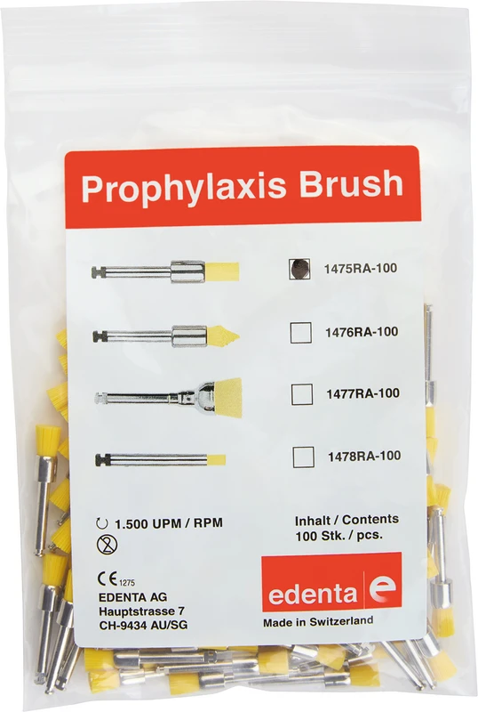 Prophylaxe Bürste Packung 100 Stück gelb, ISO 035, RA