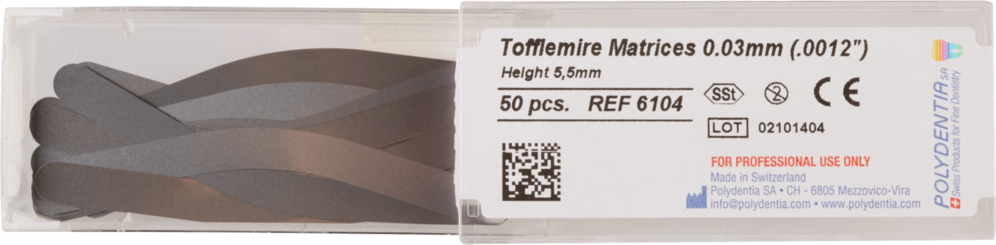 Matrizen nach Tofflemire Packung 50 Stück Höhe 5,5 mm, Stärke 0,03 mm, Prämolar