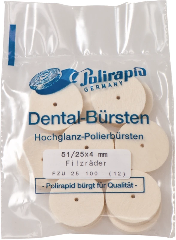 Filzräder Packung 12 Stück unmontiert, Filz, Figur Rad, Ø 25 mm, S: 4 mm