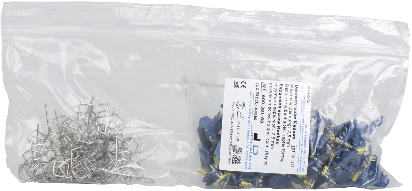 Dehnschrauben Edelstahl Packung 100 Schrauben medium, Maximale Dehnung 7,5 mm