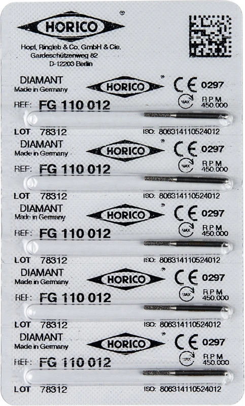 Diamantschleifer 110 Packung 5 Stück FG, Figur 110, 6 mm, ISO 012