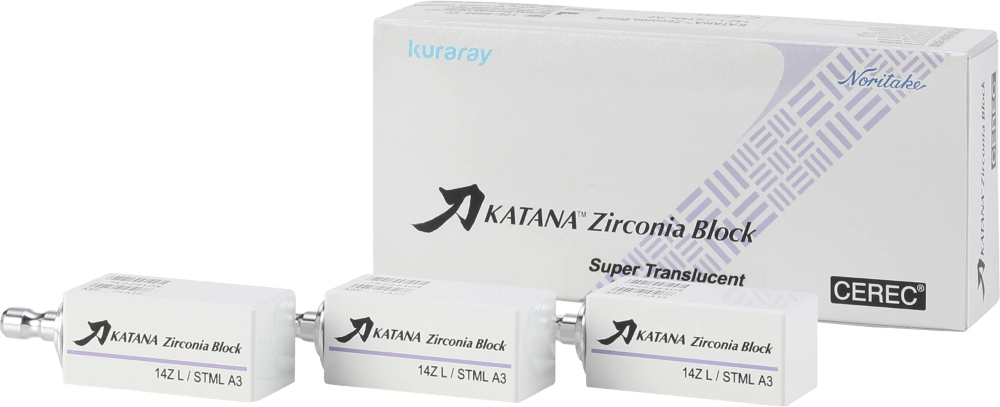 KATANA™ Zirconia Block Packung 3 Stück Größe 14Z L, A3