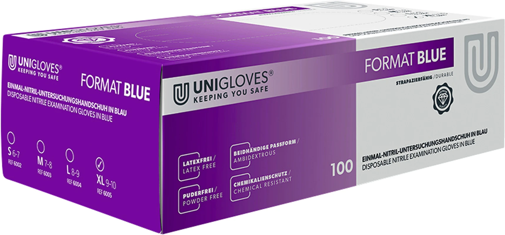 FORMAT BLUE Packung 100 Stück puderfrei, blau, XL