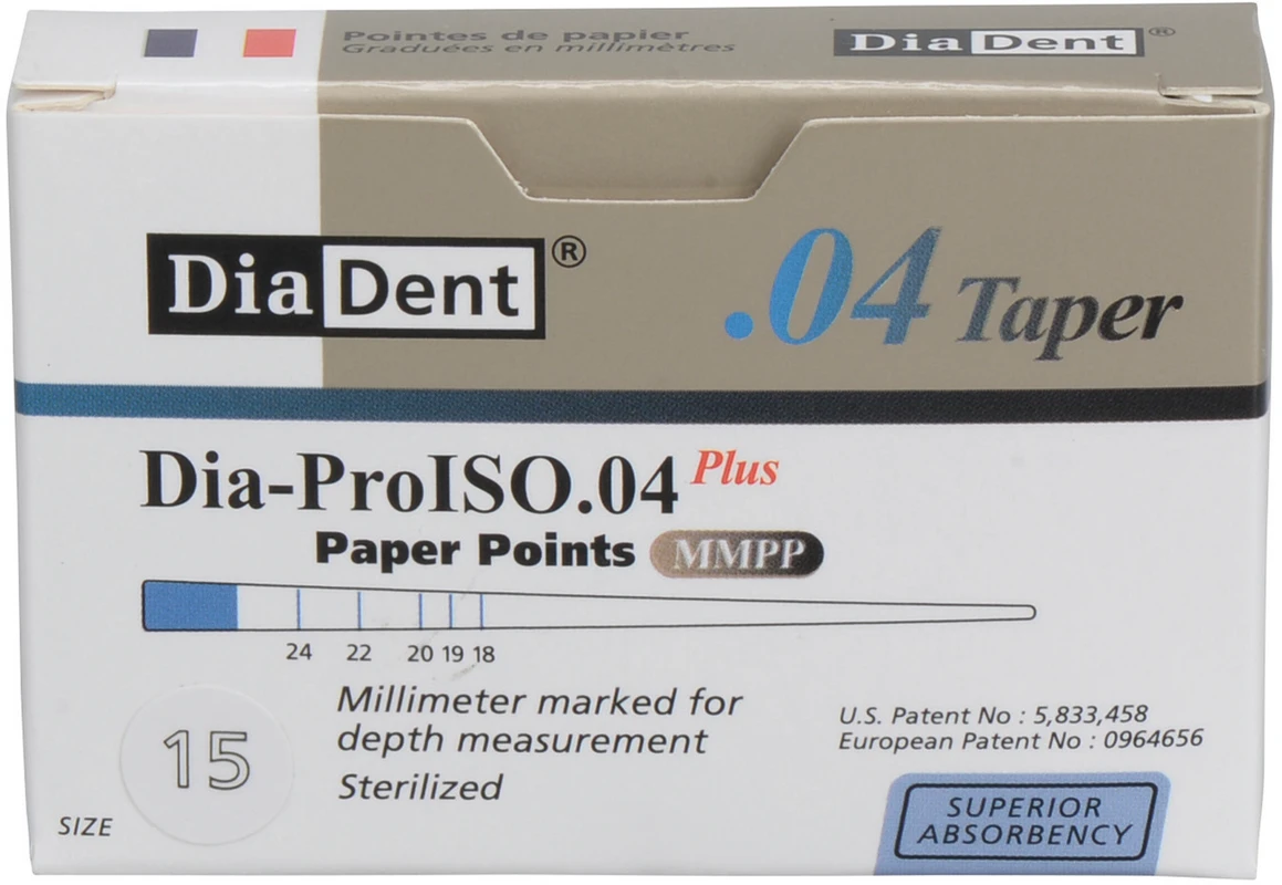 DiaDent® Dia-Pro Paper Points Packung 100 Stück Taper.04, ISO 015