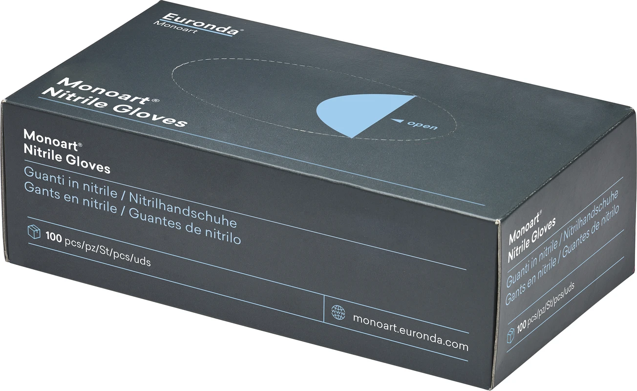 Monoart® Einmalhandschuhe Nitril Packung 100 Stück puderfrei, blau, L
