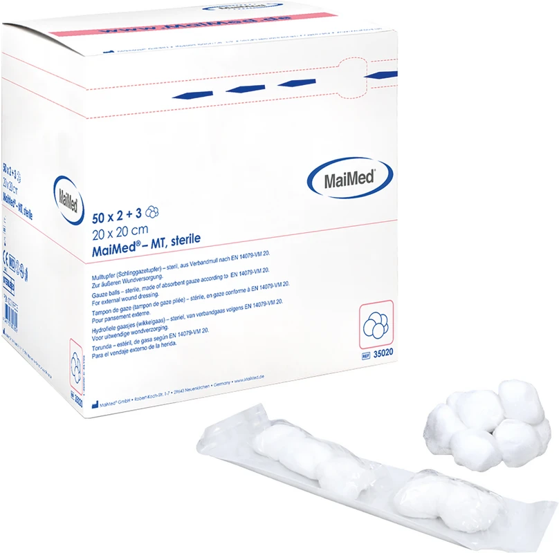 MaiMed®-MT steril Packung 50 Doppelblister mit 3 Tupfer pro Blister, 20 x 20 cm