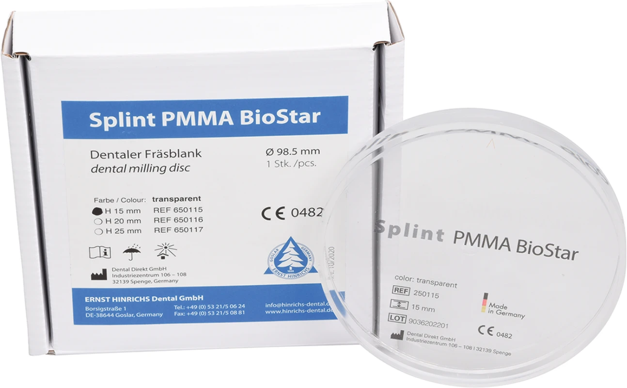 Splint PMMA BioStar Stück H 15 mm, transparent