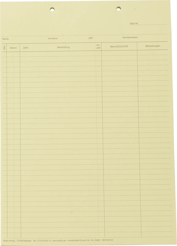 Krankenblatt B Spitta Verlag