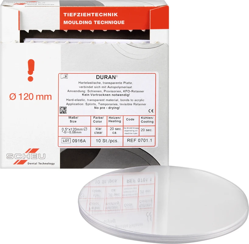 DURAN® Packung 10 Stück rund, Ø 120 mm, Stärke 0,5 mm