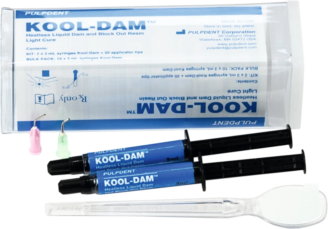 Kool-Dam™ Kit 2 x 3 ml Spritze, 20 x gebogene Aufsätze (10 x 18 ga, 10 x 20 ga)