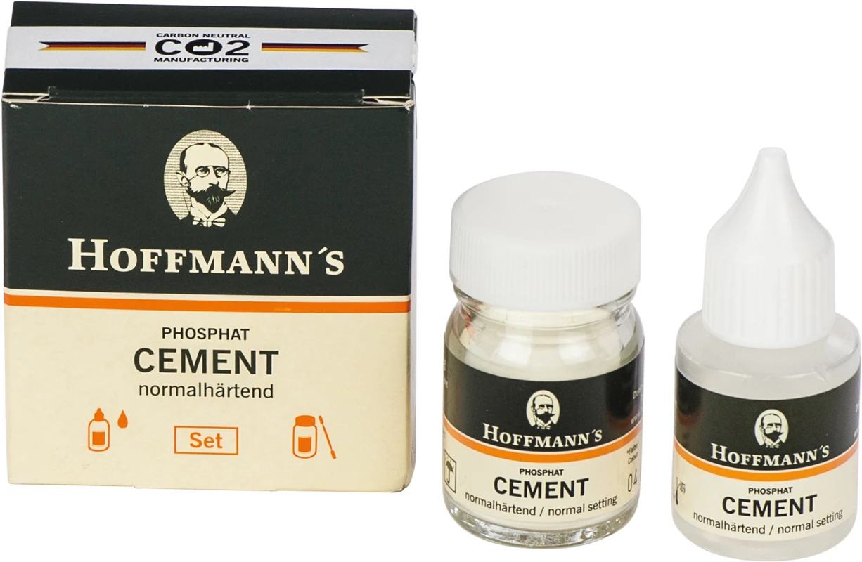 HOFFMANN´S CEMENT Set 30 g Pulver normalhärtend hellgelb, 15 ml Flüssigkeit