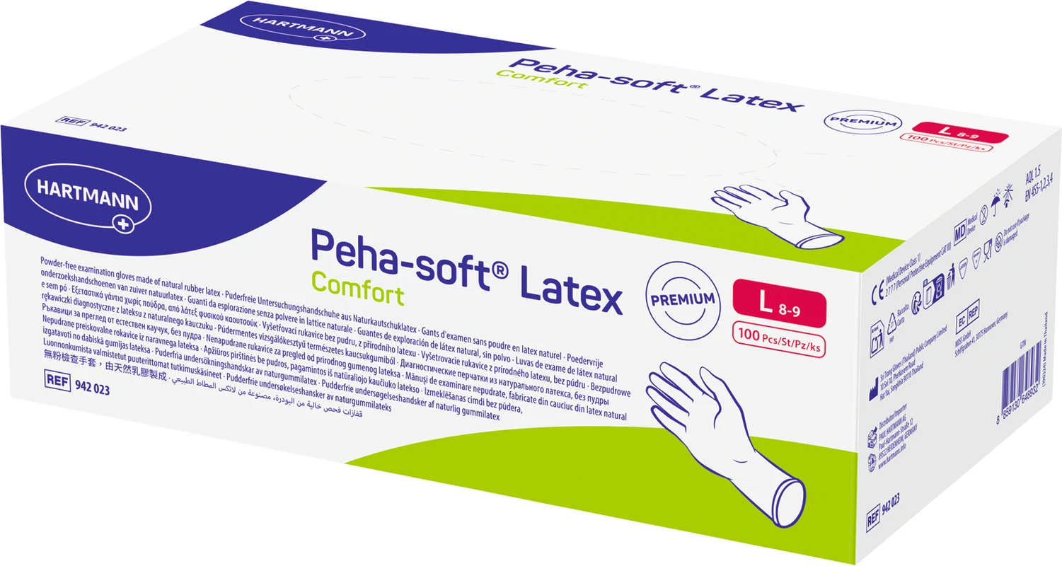 Peha-soft® Latex Comfort Packung 100 Stück puderfrei, L Peha-soft® Latex Comfort Packung 100 Stück puderfrei, L