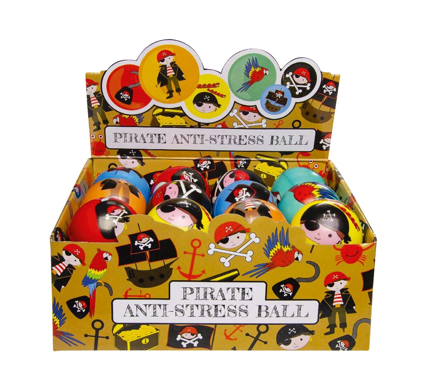 Antistressball Packung 24 Stück Ø 6 cm, Pirat Antistressball MirusMix