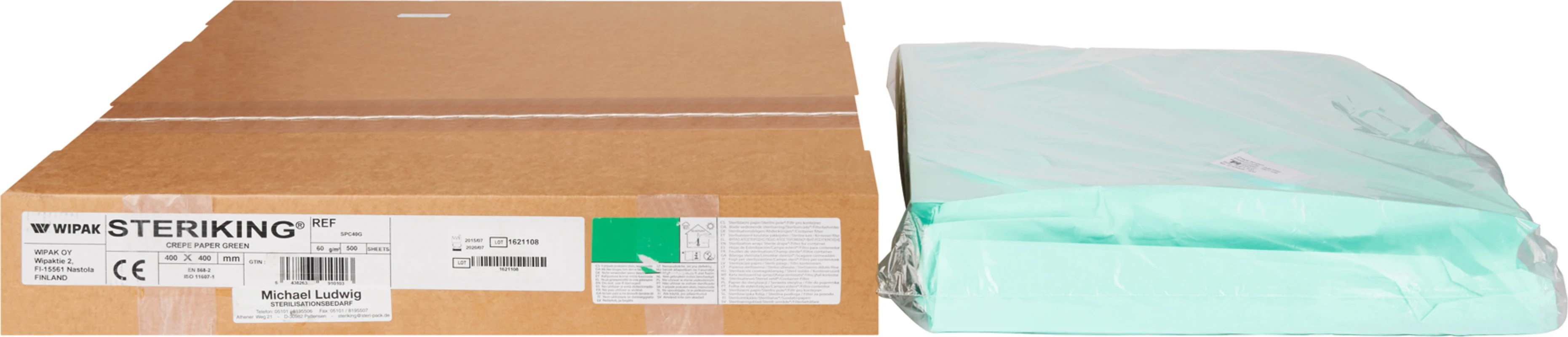 Krepppapier Packung 500 Stück grün, 40 x 40 cm