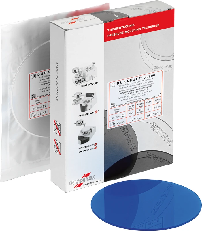 DURASOFT® blue pd Packung 10 Stück blau-transluzent, Ø 125 mm, Stärke 1,8 mm