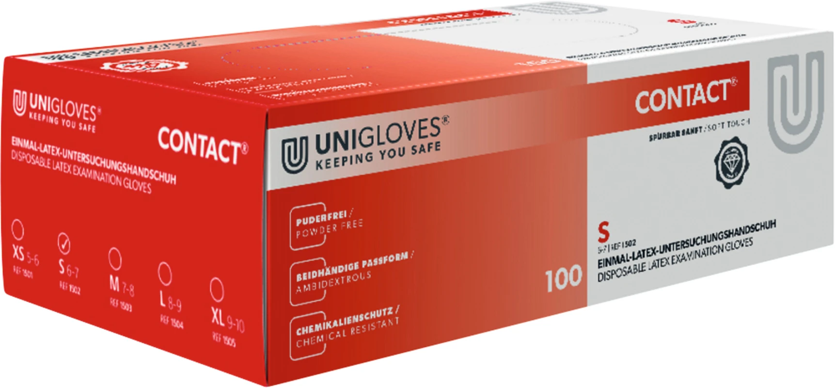 CONTACT® Packung 100 Stück puderfrei, naturlatex, S
