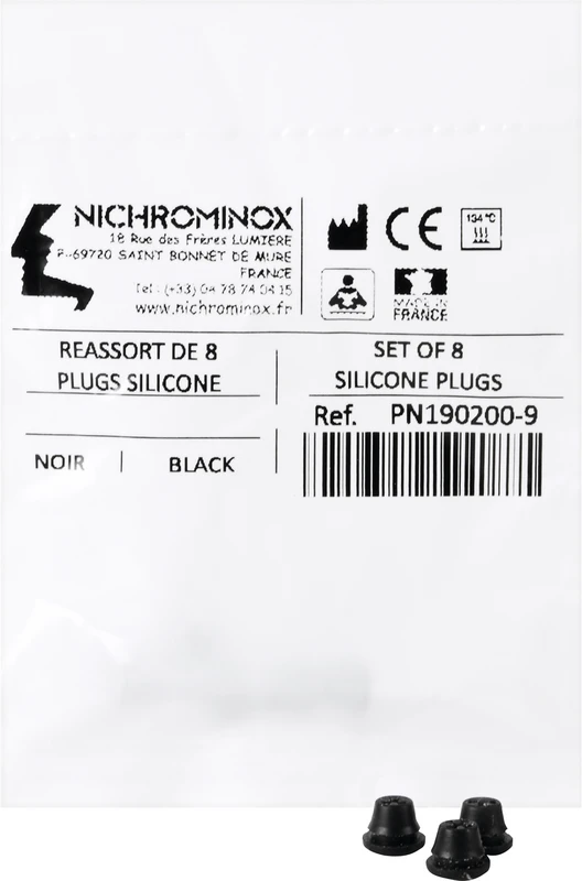 Silikon-Einsätze Packung 8 Stück schwarz, Außen: 7,5 mm, Innen: 1 mm