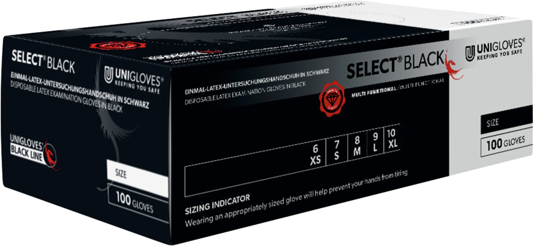 SELECT® BLACK Packung 100 Stück puderfrei, schwarz, M SELECT BLACK Unigloves