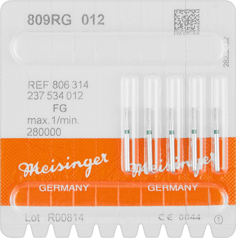 Diamanten 809 Packung 5 Stück grün grob, FG, Figur 237 Birne rund, 3,7 mm, ISO 012