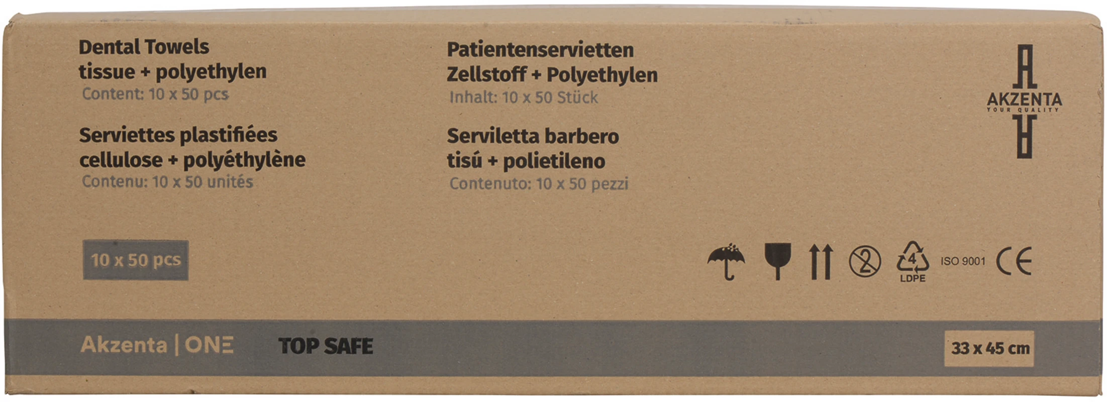 TOP SAFE Patientenservietten Karton 10 x 50 Stück weinrot, 33 x 45 cm, 2-lagig