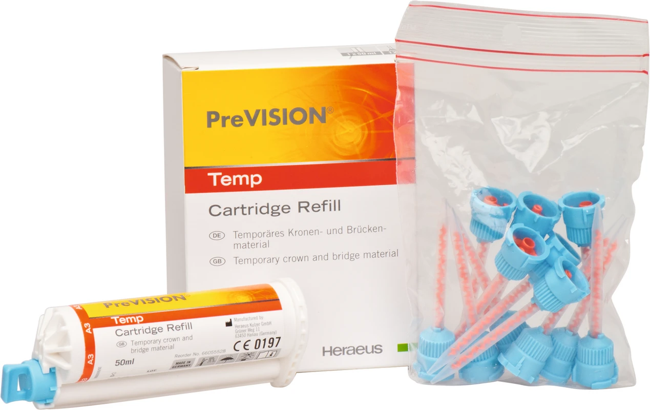 PreVISION® Temp Refill Packung 50 ml Doppelkartusche A3, 12 Mixing Tips