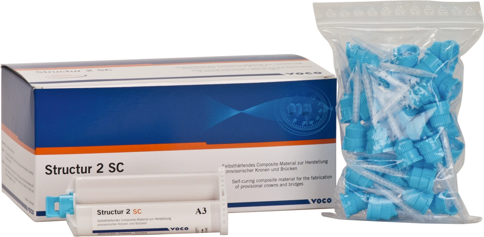 Structur 2 SC Großpackung 5 x 75 g Doppelkartusche A3, Mischkanülen Typ 6 Structur 2 SC VOCO