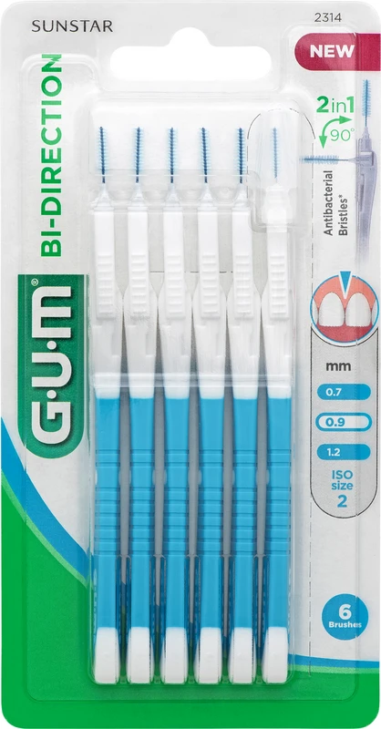 GUM® BI-DIRECTION Packung 6 Stück blau, Kerze, Ø 0,9 mm