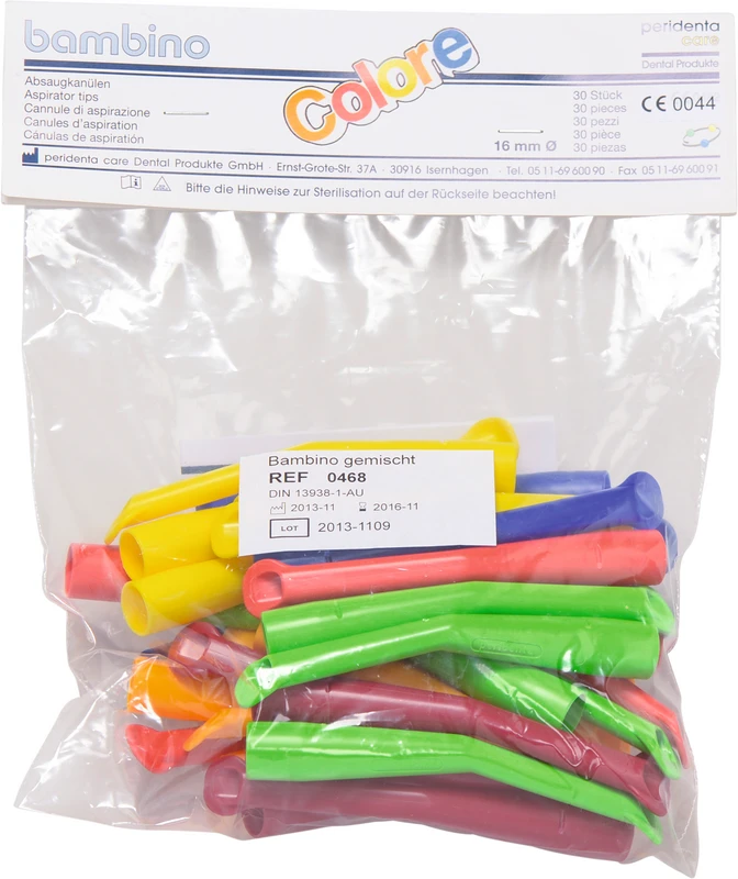 Absaugkanülen Bambino Packung 30 Stück sortiert in 6 Farben