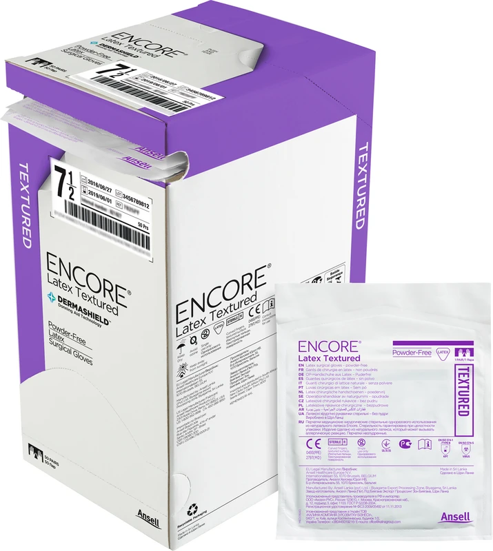 ENCORE® Latex Textured Packung 50 Paar puderfrei, natur, Größe 8