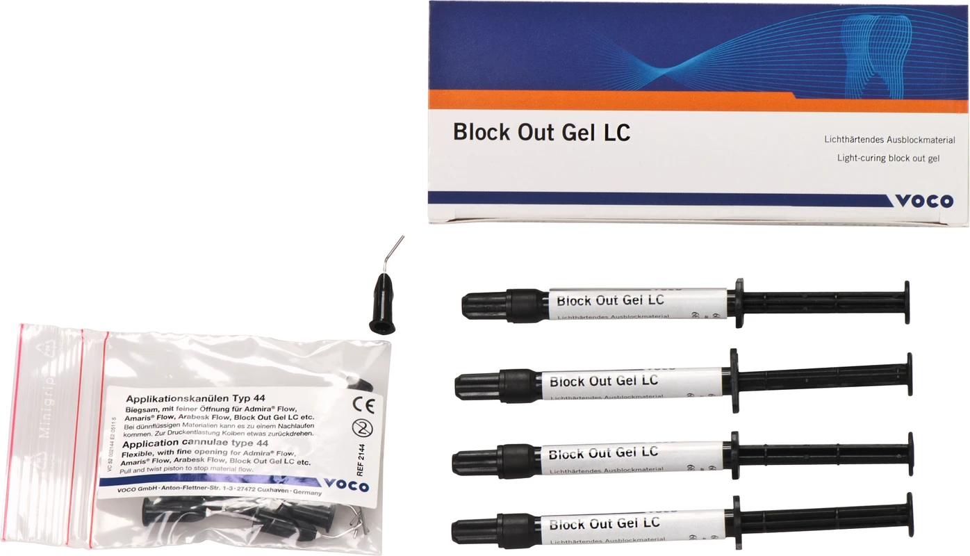 Block Out Gel LC Packung 4 x 1,2 ml Spritze , Applikationskanülen Typ 44 Block Out Gel LC VOCO