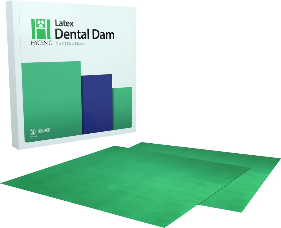 Hygenic® Latex Kofferdam Packung 36 Stück 6"x 6" medium grün