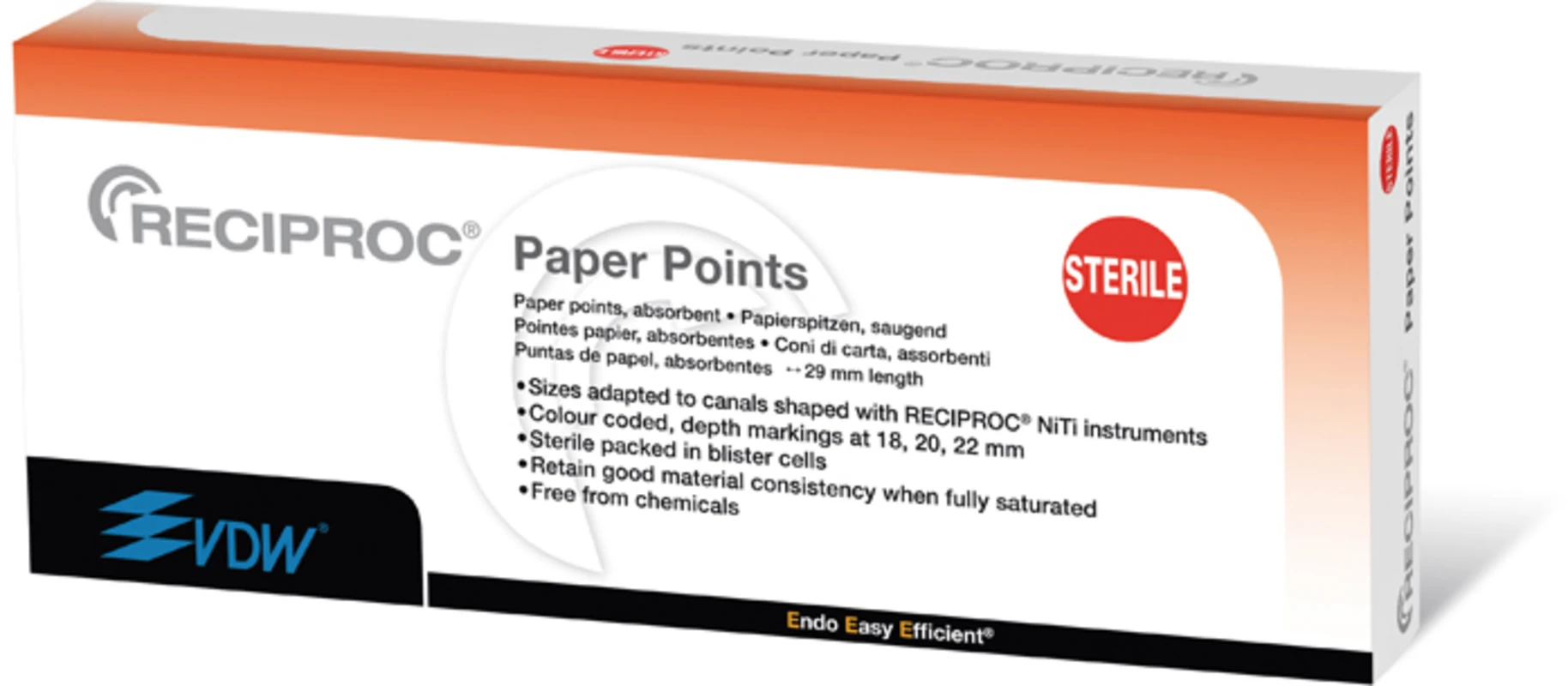 RECIPROC® Papierspitzen Packung 144 Stück ISO 025