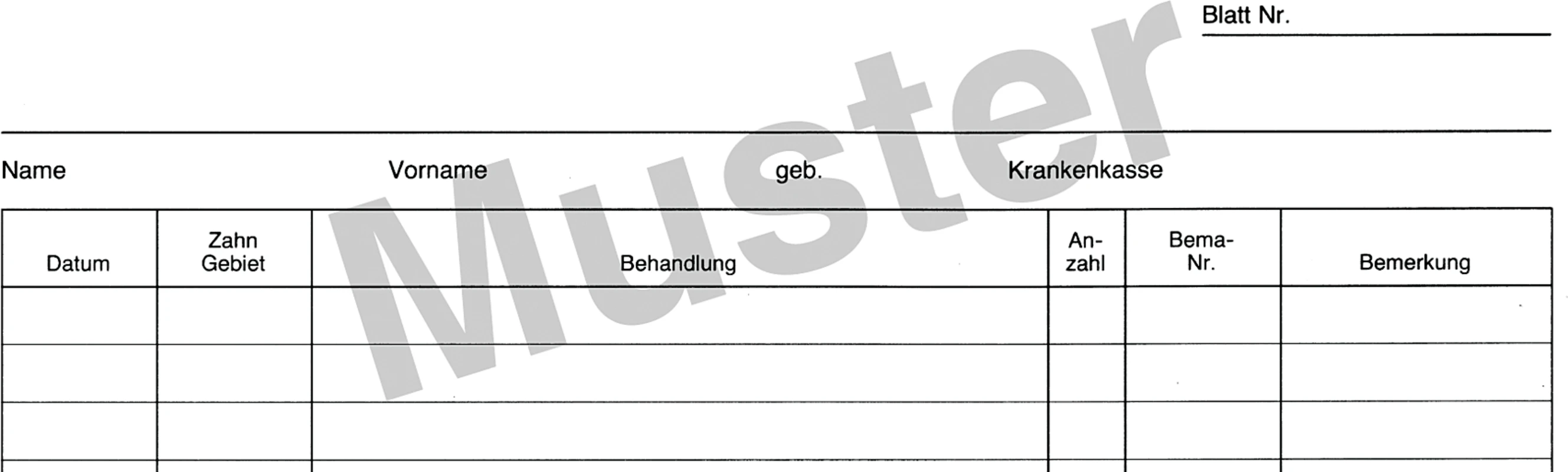 Krankenblatt B1 Stück 100 Blatt für DIN A4-Karteikarte