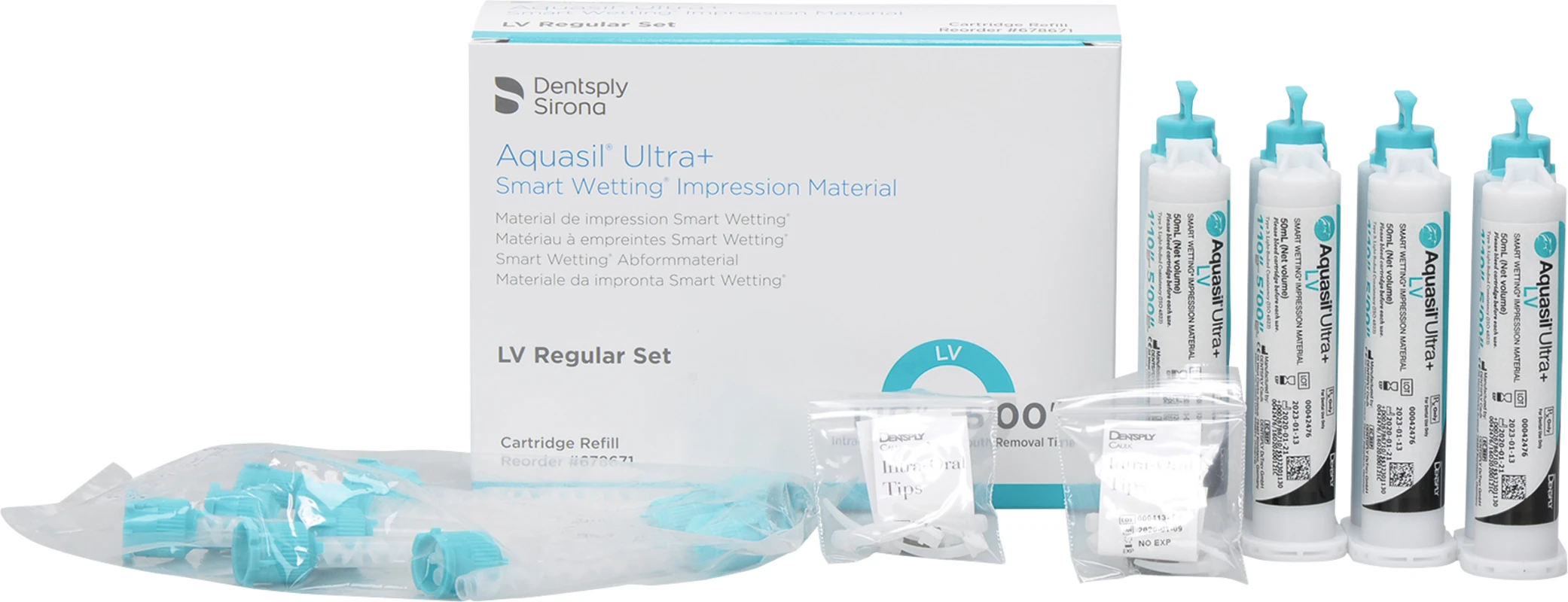 Aquasil® Ultra+ Nachfüllpackung 4 x 50 ml Doppelkartusche LV Regular Set, Zubehör Aquasil® Ultra+ Dentsply Sirona