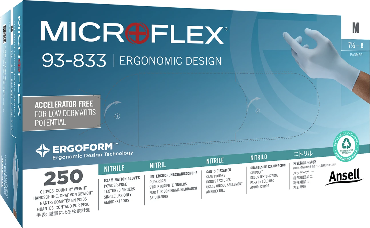 MICROFLEX® 93-833 Packung 250 Stück puderfrei, blau, M