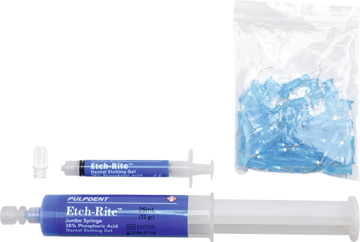 Etch Rite™ Packung 2 x 25 ml Spritze 38 %, 5 x 3 ml Leerspritze, 50 Ansätze