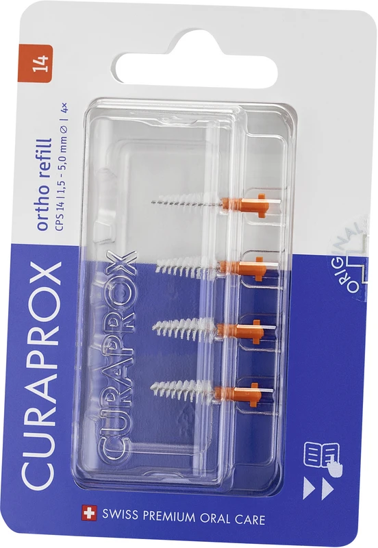 CURAPROX CPS ortho Nachfüllpackung 4 Stück CPS 14, orange, &Oslash; 1,5-5 mm