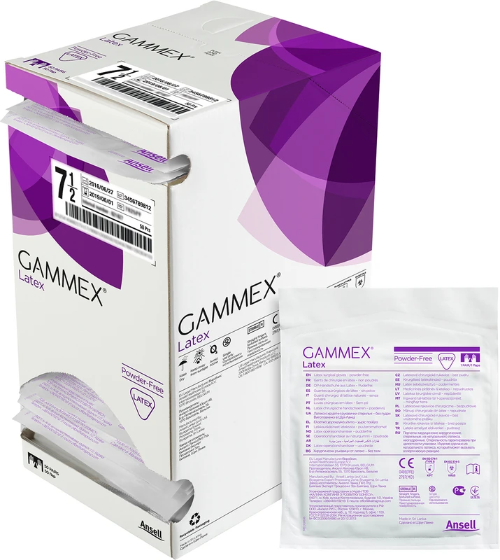 Gammex® Latex Packung 50 Paar puderfrei, natur, Größe 6