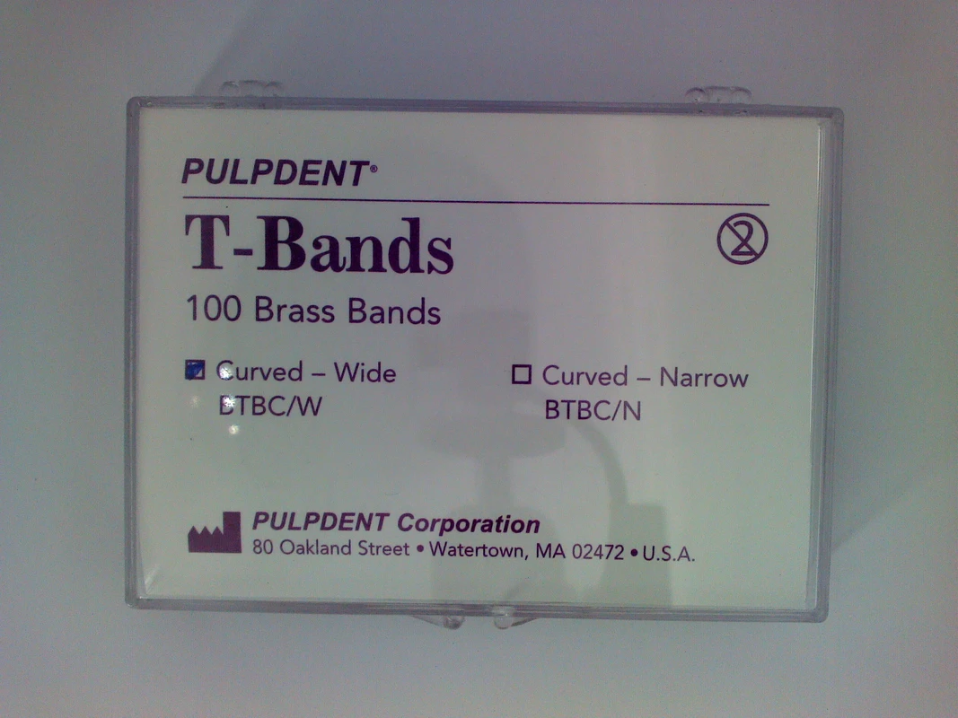 PCA T-Bands Packung 100 Stück breit, gebogen, Messing