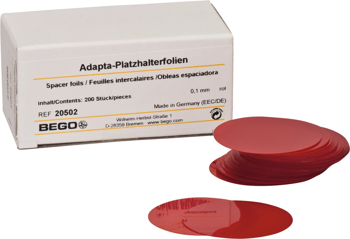 Adapta Packung 200 Adapta-Platzhalterfolien rot, 0,1 mm